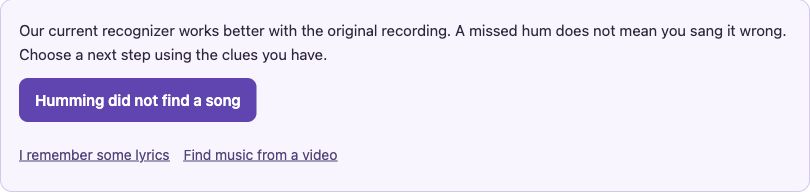 The song recorder and internal help on HumToSearch